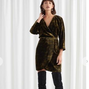 NWT & Other Stories Tiger Print Velvet Mini Wrap Dress